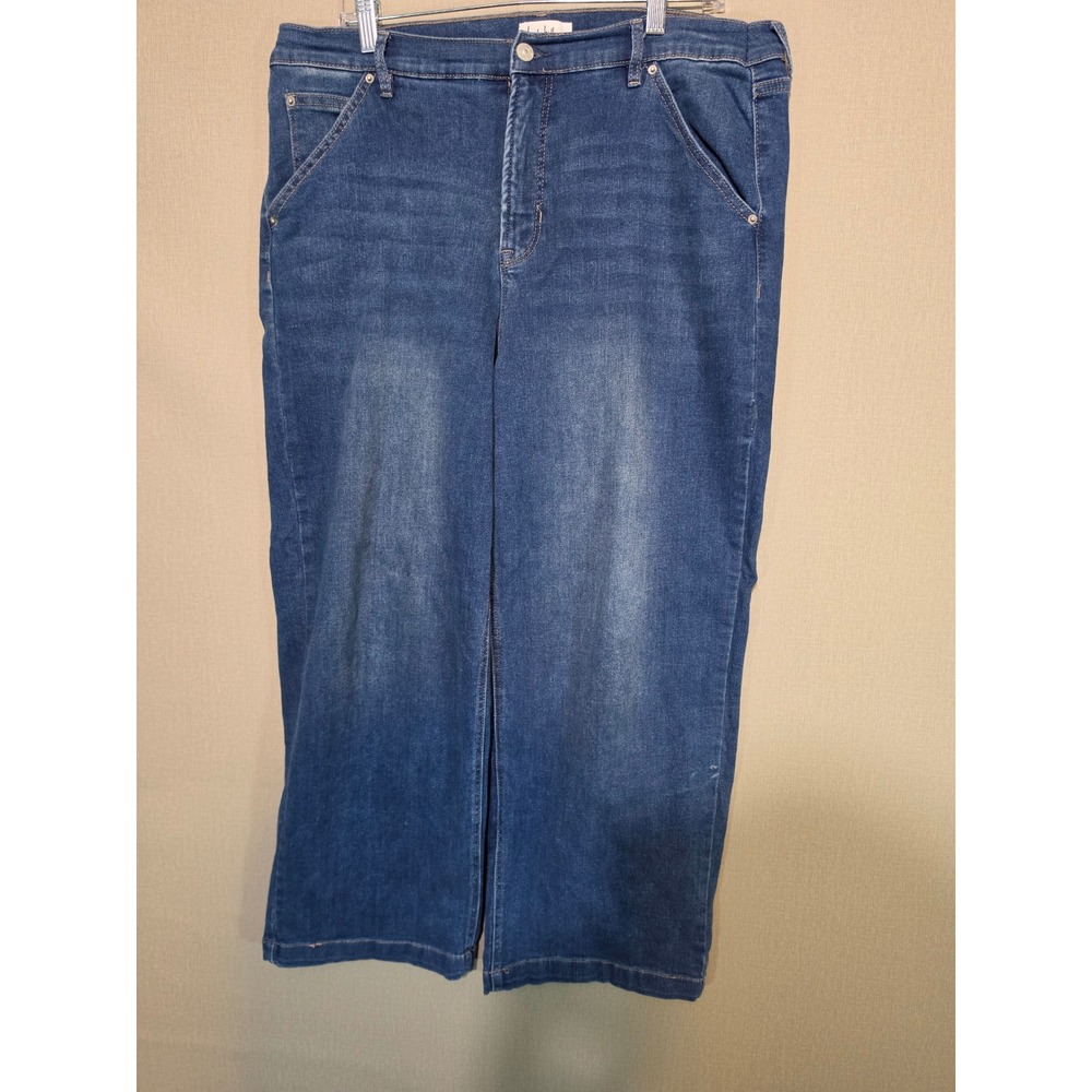 Nicole Miller New York Nomad Super High Rise Wide Leg Jeans Medium Wash Size 14